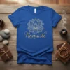 Namaste T-Shirt with intricate lotus flower design in gold and white on a royal blue tee