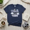 Napping for two quote with clouds, stars, and moon on a navy t-shirt, perfect for twin moms