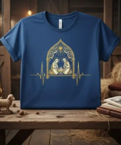 Nativity Heartbeat T-Shirt unique graphic design printed on comfortable cotton t-shirt