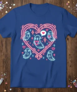 Neon Ghost Heart Design creative graphic design printed on comfortable cotton t-shirt