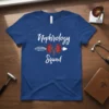 Nephrology Squad text with kidney graphic on a blue t-shirt, designed for medical professionals