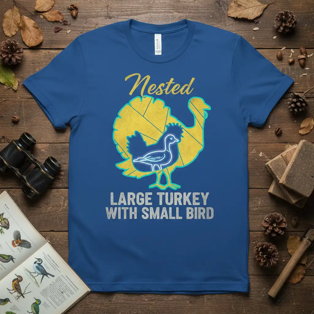 Nested Large Turkey With Small Bird humorous Thanksgiving graphic tee design