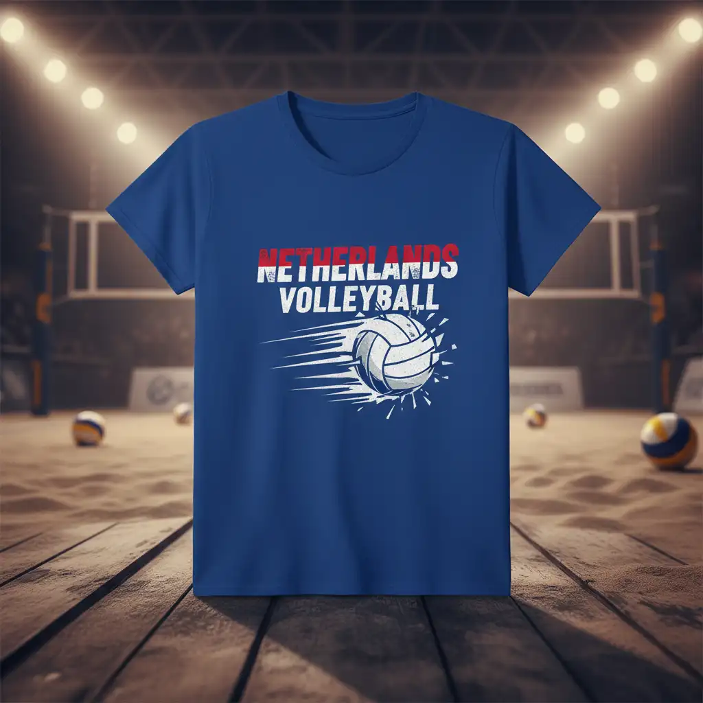 Netherlands Volleyball design with Dutch flag colors and a motion-blurred volleyball graphic