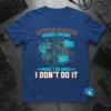Network Engineer Nobody Knows What I Do Until I Don't Do It t-shirt with server rack graphic and neon blue