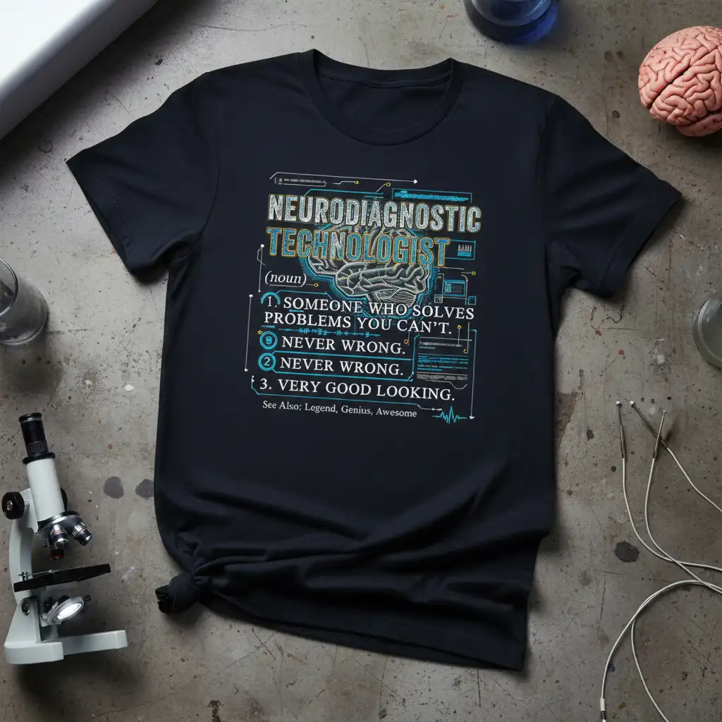 Neurodiagnostic Technologist Definition Funny Gift bold typography printed on quality cotton blend creating a standout t-shirt