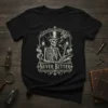 Never Better skeleton t-shirt design with dapper skeleton smoking a pipe and wearing a top hat