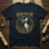 NEVER GIVE UP! unique graphic design printed on comfortable cotton t-shirt