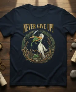 NEVER GIVE UP! unique graphic design printed on comfortable cotton t-shirt