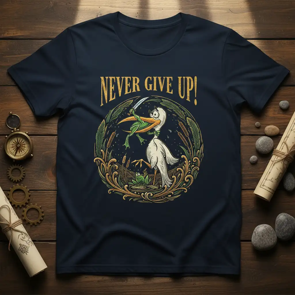 NEVER GIVE UP! stylish graphic printed on quality cotton blend creating a standout t-shirt
