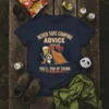 Never Take Camping Advice From Me You'll End Up Drunk t-shirt design with a panda holding a beer and bottle