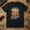 Never Underestimate An Old Guy On A Bicycle quote t-shirt with vintage bicycle graphic