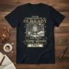 Never Underestimate An Old Lady Who Reads Many Books And Was Born In April t-shirt design with library graphic