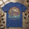 New Beginnings t-shirt with dove, rainbow, and Noah's ark graphic, symbolizing hope and faith