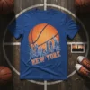 New York Basketball Cityscape bold graphic design printed on comfortable cotton t-shirt