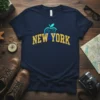 New York Tech Apple T-Shirt featuring a stylized apple with circuit board design and distressed "NEW YORK" text