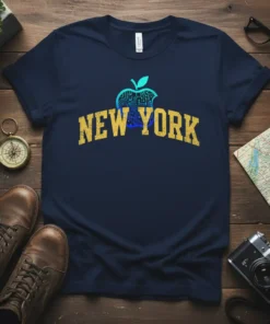 New York Tech Apple T-Shirt featuring a stylized apple with circuit board design and distressed "NEW YORK" text