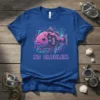 No Bloblem cyberpunk robotic fish t-shirt with neon pink and blue accents
