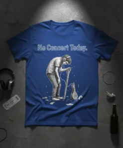 No Concert Today text above a sketch of a dejected musician holding a broken guitar