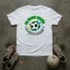 No Grass Stains No Glory Bruises soccer quote t-shirt with a soccer ball graphic and splatter paint design