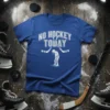 No Hockey Today t-shirt design with a sad hockey player and crossed hockey sticks graphic