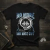 Black t-shirt with "NO MORE MR NICE GUY" text and a fierce wolf graphic, featuring lightning accents