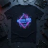 Black t-shirt with neon blue and pink geometric design and Spanish text "NO PASA NADA. - me when everything este