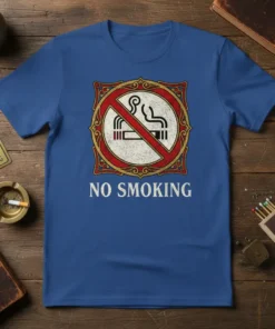 No Smoking T-Shirt featuring a classic prohibition symbol with text 'NO SMOKING' below