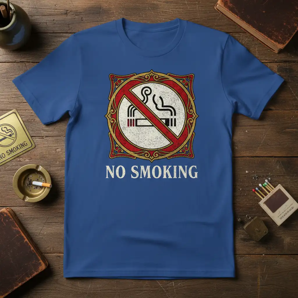 No Smoking prohibition symbol graphic with bold text, promoting a smoke-free lifestyle