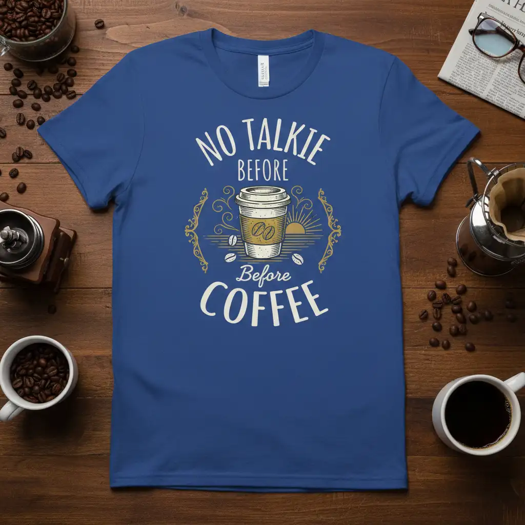 NO TALKIE BEFORE Before COFFEE stylish graphic printed on breathable fabric creating a standout t-shirt