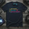 No Touch No Talk No Eye Contact text design with French Bulldog and dog silhouette in heart on dark t-shirt