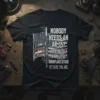 Nobody Needs An Ar-15? Whiny Snowflake quote on a t-shirt with American flag and AR-15 graphic