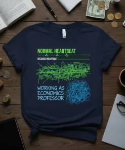 Normal Heartbeat Deceased Heartbeat Working As Economics Professor t-shirt with circuit board graphic and tangled lines