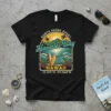 North Shore Kaua'i Hanalei Bay Hawaii t-shirt design with surfboards, sea turtles, waves, and sunset