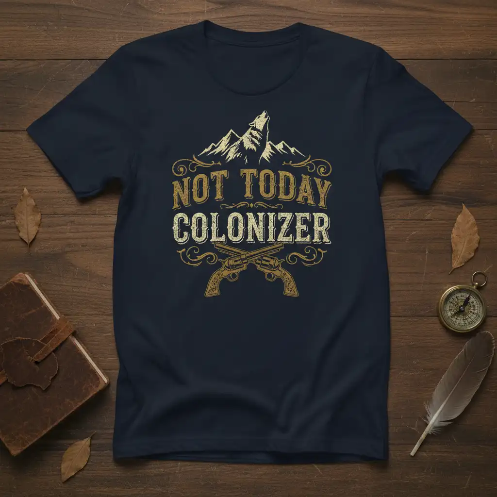 NOT TODAY COLONIZER graphic design printed on premium quality fabric with eye-catching details