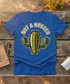 Not A Hugger Cactus T-Shirt detailed graphic design printed on comfortable cotton t-shirt