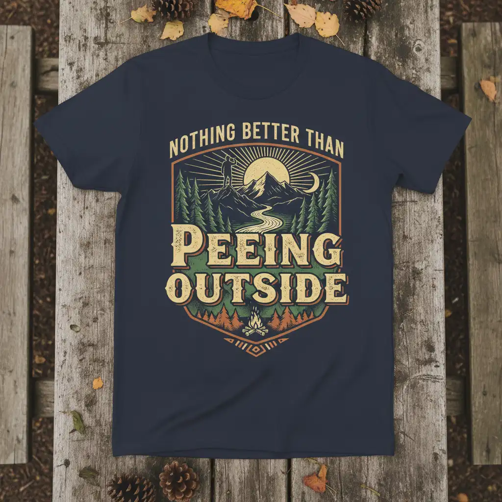 Nothing Better Than Peeing Outside humorous vintage outdoor adventure quote tee