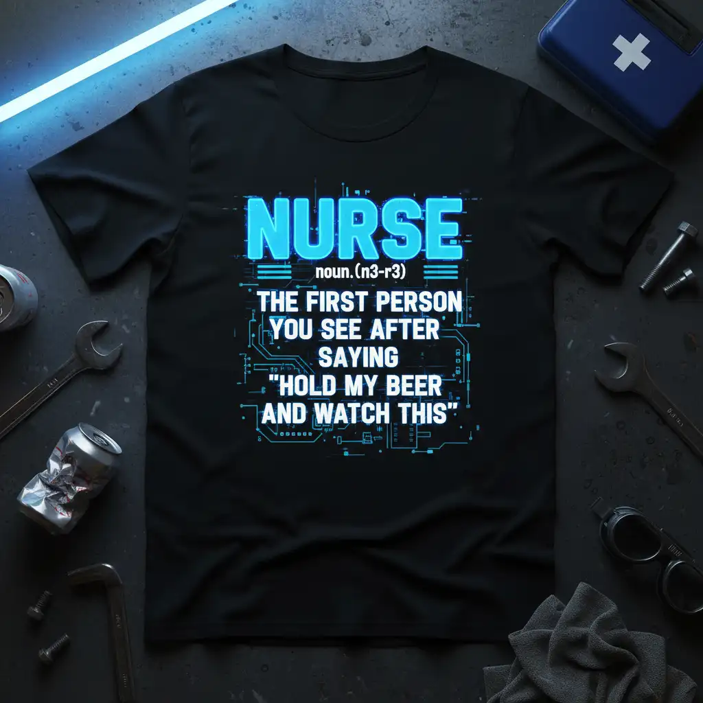 NURSE noun.(n3-r3) THE FIRST quote printed with stylish graphic on soft premium material t-shirt design