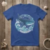 Ocean Guardian T-Shirt design with a whale shark swimming through waves and a compass graphic