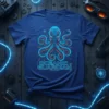 Oceanic Guardian T-Shirt with a neon cyber octopus design and text "Oceanic Guardian" and "Cosmic.Kaiju.Infused"
