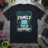 Official Family Tech Support t-shirt with neon-style text and laptop graphic