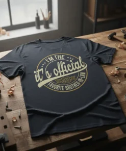 T-shirt with "I'm the Official Favorite Brother-In-Law" text in a circular gold design