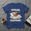 Official Sleepshirt Yorkie dog sleeping on pillows with Zzz text, featuring cute typography and illustration