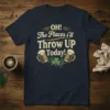 T-shirt with "OH! The Places i'll Throw UP Today!" text, featuring beer mugs and a shamrock, for St. Patrick's Day