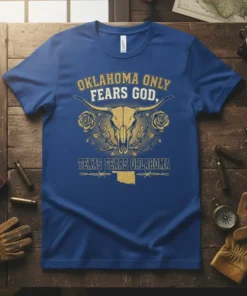 Oklahoma Only Fears God, text design featuring eye-catching typography on quality t-shirt