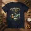 Oktoberfest Gorilla T-Shirt featuring a gorilla in traditional Bavarian attire holding a beer and giving a rock-on hand gesture