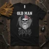 Old Man Est 1965 t-shirt design featuring a skull with an American flag bandana and a full beard