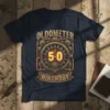 Oldometer 50th Birthday T-Shirt with vintage gauge graphic and text "OLDOMETER 50 TH BIRTHDAY"