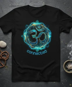 Om Connected stylish graphic design printed on comfortable cotton t-shirt