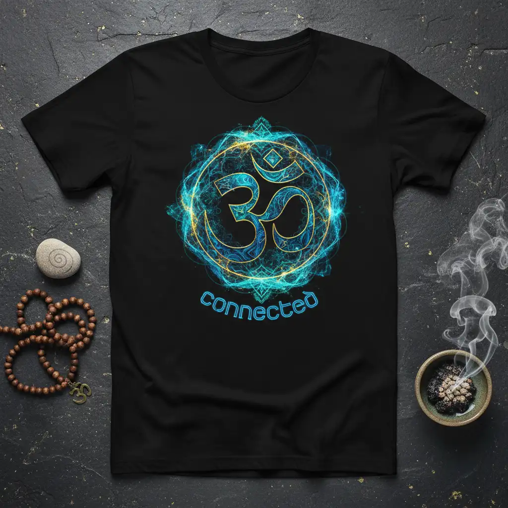 Om Connected eye-catching design printed on breathable fabric creating a standout t-shirt