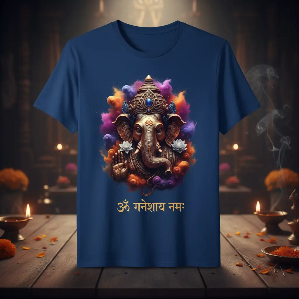 ॐ गणेशाय नमः creative illustration printed on comfortable cotton fabric creating a standout t-shirt